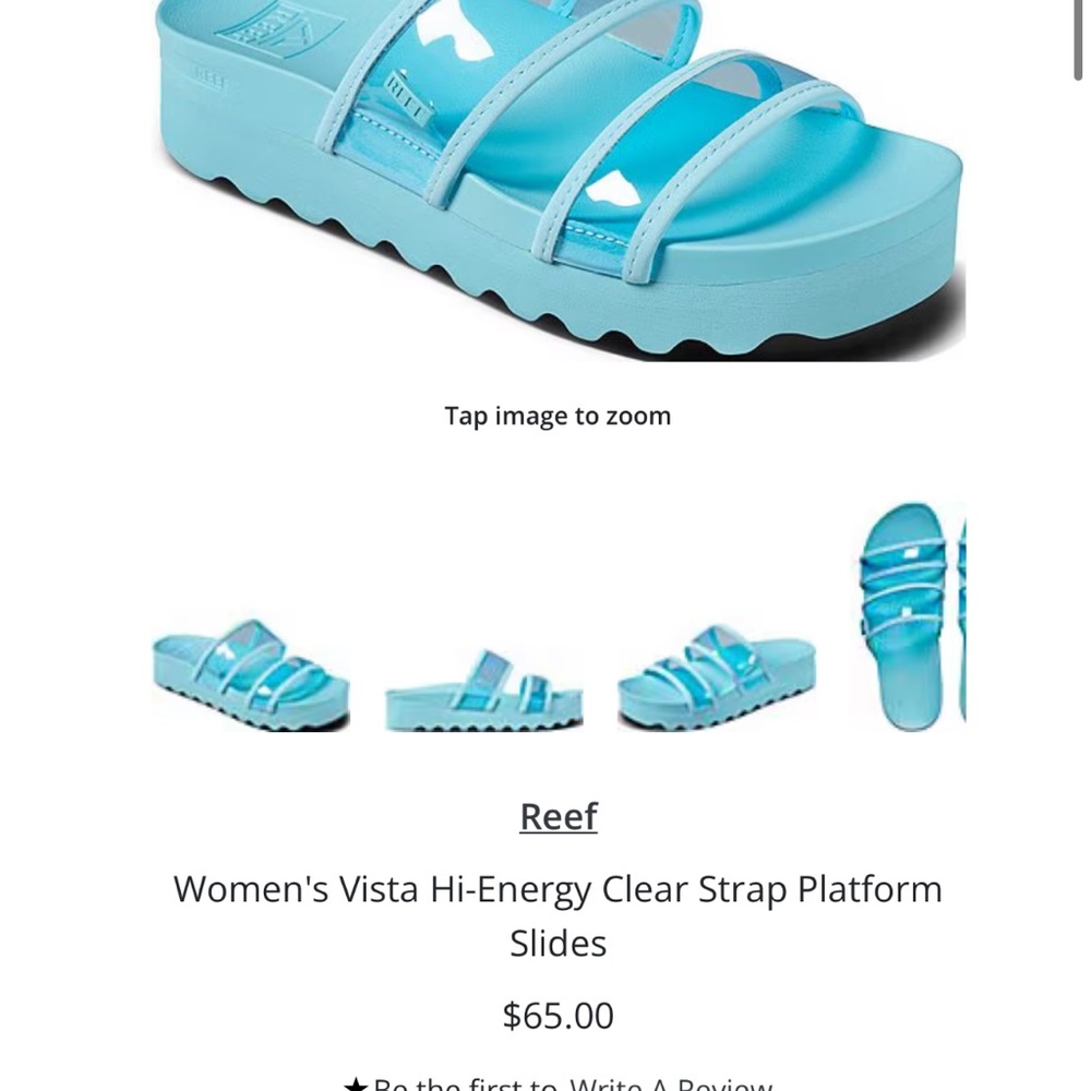 Reef Blue Platform Sandals Chunky Sole vista hi energy slides 8.5 clear teal - Picture 2 of 12